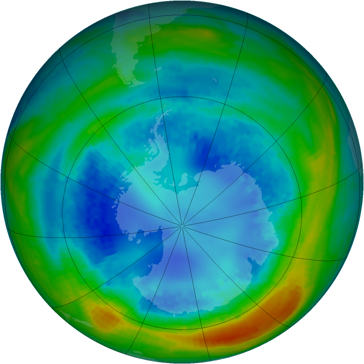 Antarctic ozone map for 22 August 2004